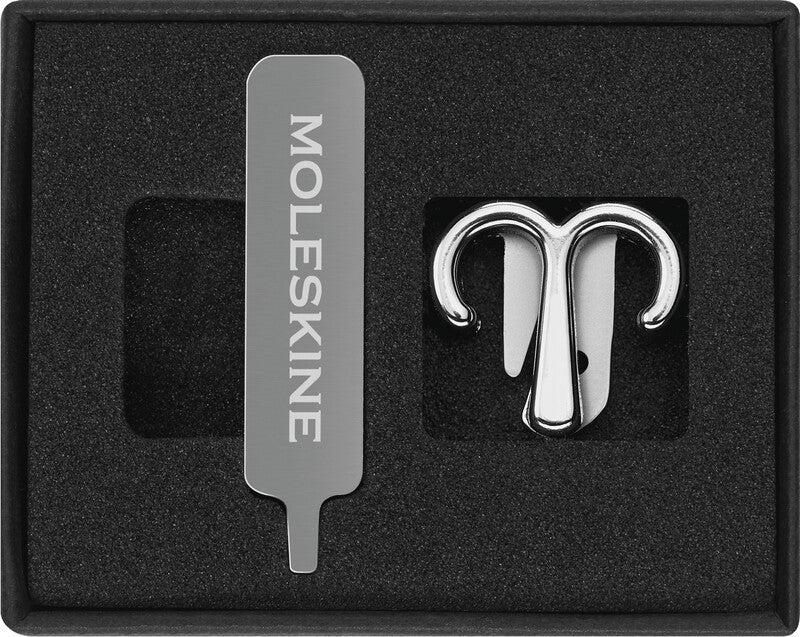 Moleskine Widder-Pin – Zinklegierung, Silber, für Gummibandverschluss