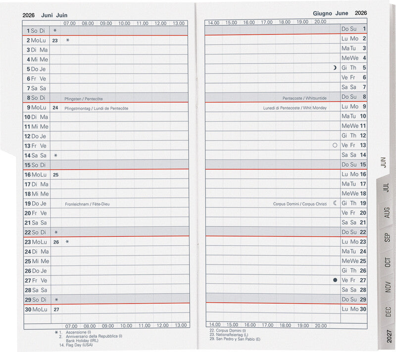 Biella Luzern Agenda – 1 Monat/2 Seiten, geheftet, 8,7 × 15,3 cm, 15 Monate Okt–Dez, 2026, Blau, FSC
