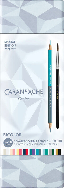 Caran d-Ache Caran d'Ache Aquarellfarbstifte Bicolor Alpine Frost Spezialedition – mit Pinsel, Ø 2,8 mm