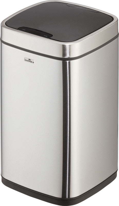 Durable Tisch-Abfallbehälter – 6 l – mit Deckel – Edelstahl – Ø 210 × H 315 mm