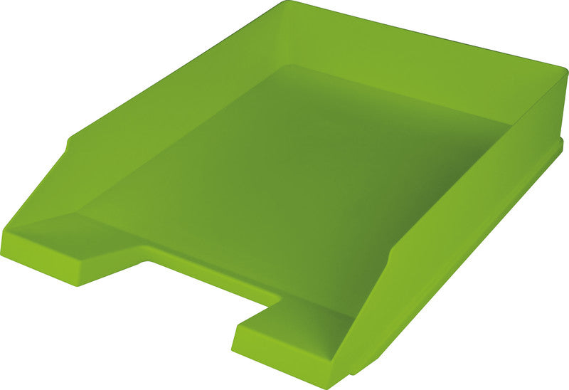 Helit Stapelbarer Briefkorb mit Griffausschnitt, Beschriftungsfeld, matt, grün, B 255 × H 67 × T 345 mm