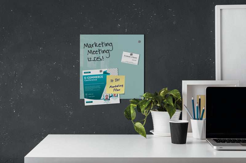 Sigel Whiteboard – 30 × 30 cm, Glas, magnetisch, Wandmontage, inkl. Montagesatz, Magnete