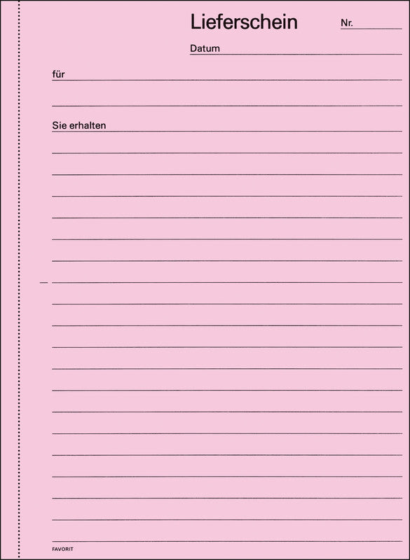 Favorit Formularblock – Lieferscheine, Deutsch, 50 Blatt, A5