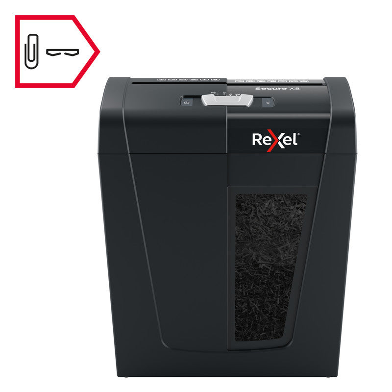 Rexel Secure X8 – Aktenvernichter, DIN P-4, Partikelschnitt 4 × 40 mm, 8 Blatt, 10 l, A4