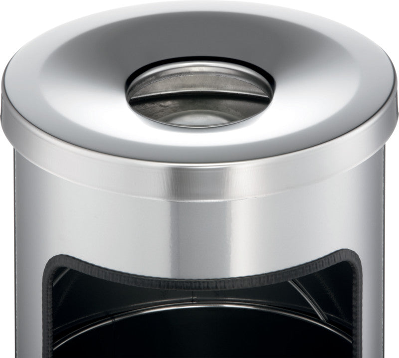 Durable Standascher – 2 + 17 l – Metall, silber metallic – Löschkopf, selbstlöschend – Ø 250 × H 630 mm