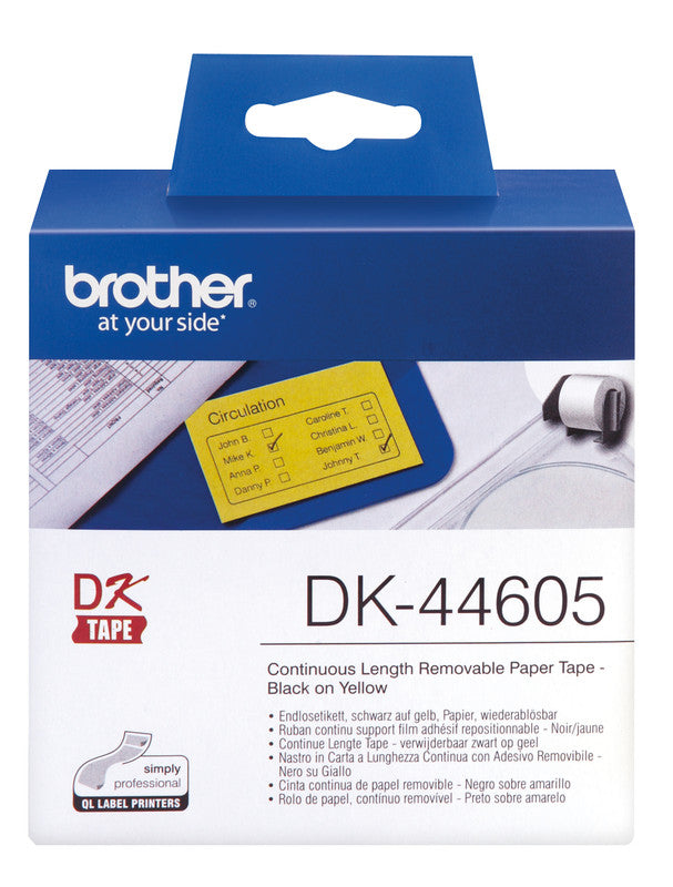Brother Endlos-Etiketten, 62 mm × 30,5 m, Gelb, Papier, wiederablösbar