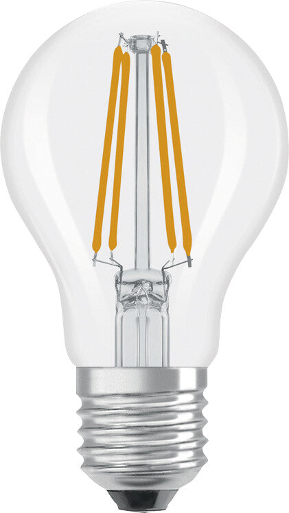Osram LED-Leuchtmittel E27 A60 – Warmweiss 2700 K, 806 lm, 5,9 W, 300°, dimmbar – 1 Stk., Transparent, Glas