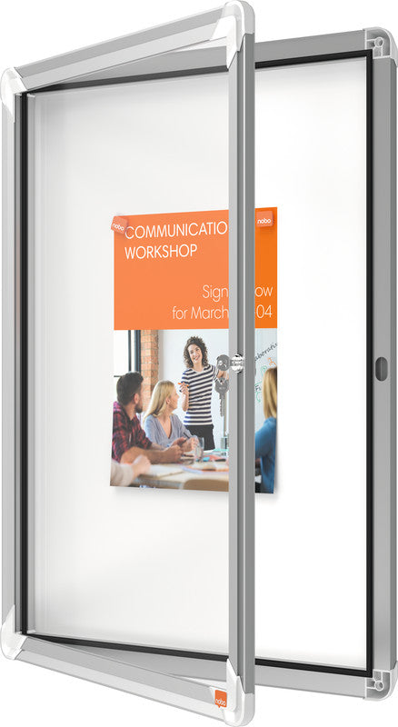 Nobo Schaukasten, 4 × A4 – Aluminium, abschliessbar, magnethaftend, 49,4 × 66,8 × 4,3 cm