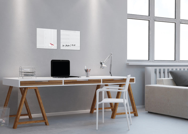 Sigel Whiteboard – 30 × 30 cm, Glas, magnetisch, Wandmontage, inkl. SuperDym Magnetwürfel, Montagesatz