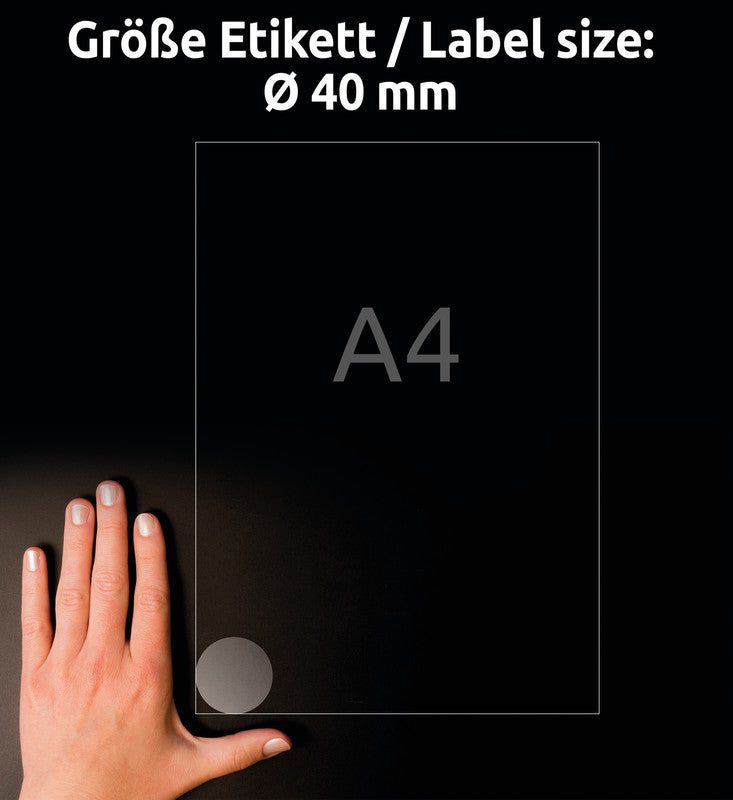 Avery Folienetiketten, Ø 40 mm, transparent, Folie, permanent