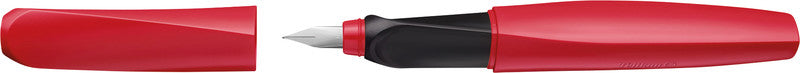 Pelikan Twist Fiery Red – Federspitze M – für Rechts- & Linkshänder – Rot, Blau – Patronen