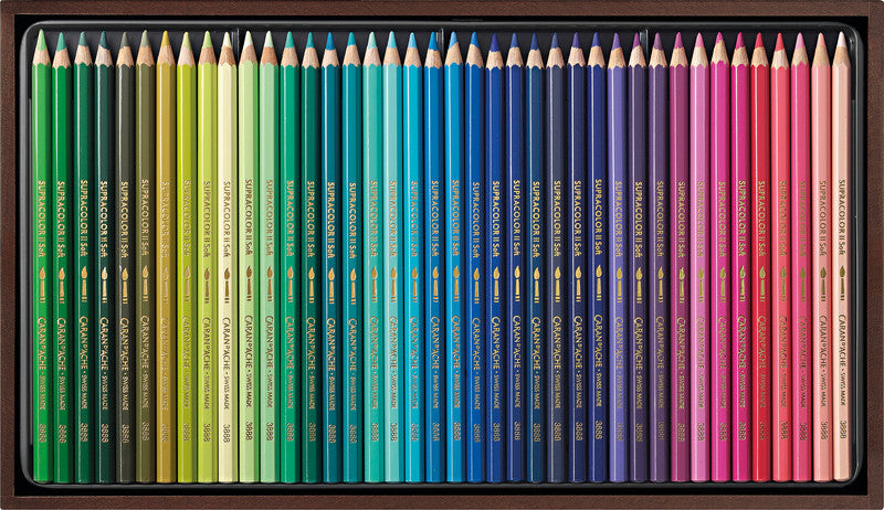 Caran d-Ache Caran d'Ache Aquarellfarbstifte Supracolor Soft – 80 Farben, im Holzkoffer, Ø 3,8 mm, FSC