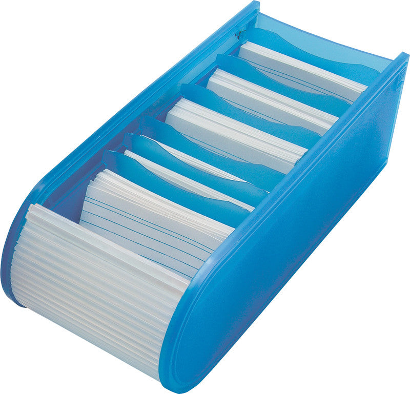 Wedo Karteikasten A8 quer, blau transparent, Kunststoff – 100 Stück