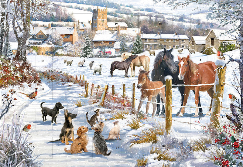 Caltime Adventskalender Weihnachtstreffen, Karton, sortiert, 35 × 24,5 cm – eco:plus, recyclingfähig, abbaubar