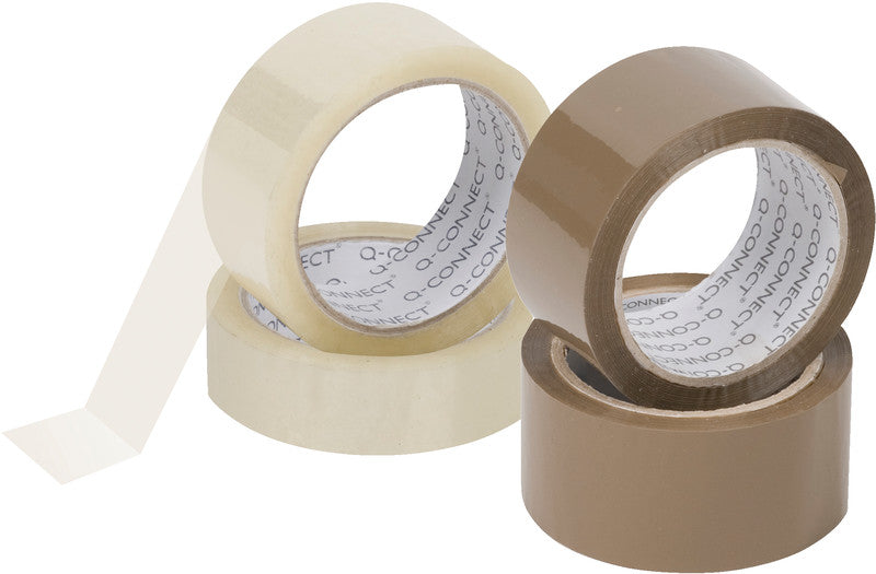 Q-connect Verpackungsband – permanent, glatt, Kunststoff, 38 mm × 66 m, braun