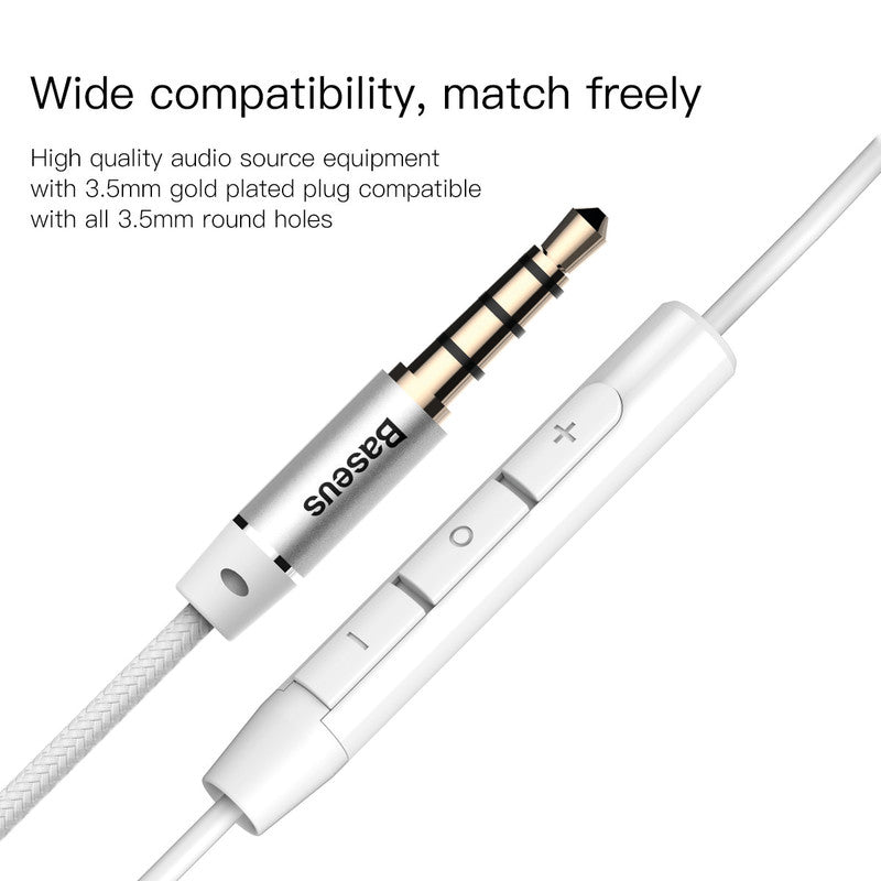 Baseus Encok H06 – In-Ear Headset – 3,5 mm Klinke, mit Mikrofon – Silber
