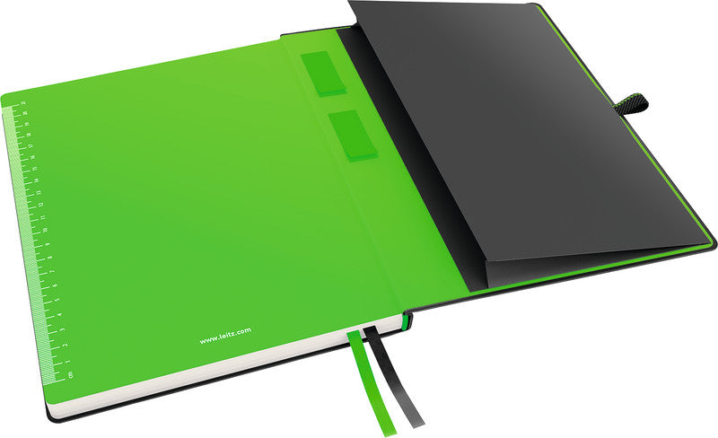 Leitz Notizbuch – 187 × 244 mm – 80 Blatt – 100 g/m², perforiert, Gummiband, Stiftschlaufe, schwarz, FSC