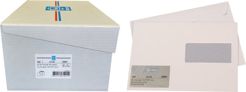 Goessler Couvert C5, Fenster rechts, Haftklebung, weiss, 100 g/m², mit Innendruck – 500 Stk.