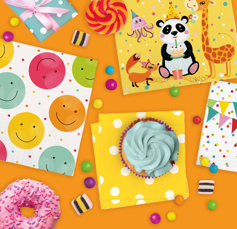 Atelier Servietten Happy Smileys – 33 × 33 cm – 3-lagig, Tissue – 20 Stk.