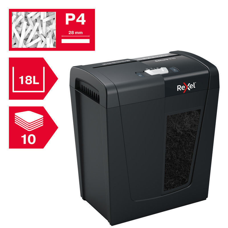 Rexel Aktenvernichter, DIN P-4, Partikelschnitt 4 × 40 mm, 10 Blatt, 18 l, A4