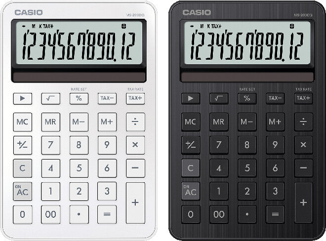 Casio Tischrechner MS-200DQ – 12-stellig – Solar/Batterie – Schwarz
