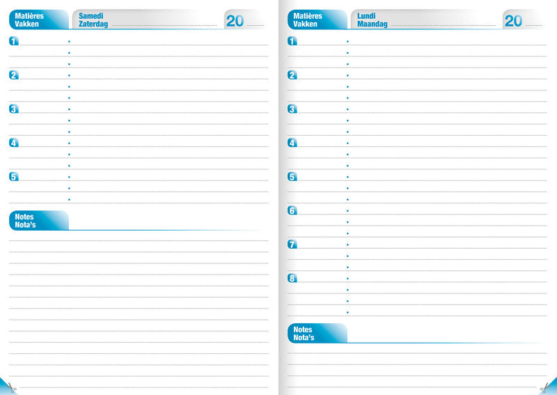 Clairefontaine Unterrichtsbuch A5, 240 Seiten, perforiert, 90 g/m² – farbig sortiert