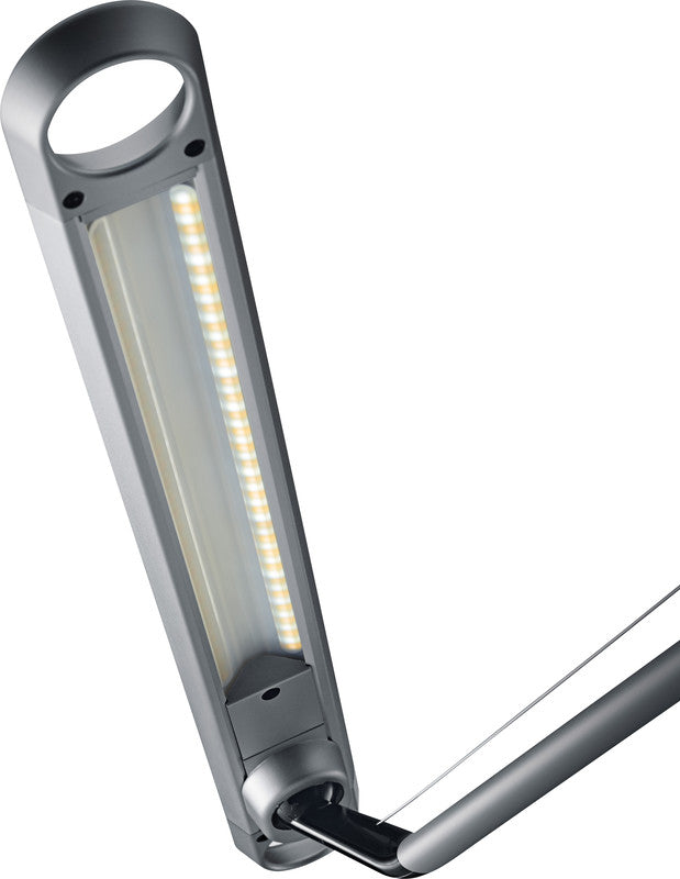 Hansa Tischleuchte LED – Qi & USB, dimmbar – 2’900–6’000 K – 780 lm 12 W – silber