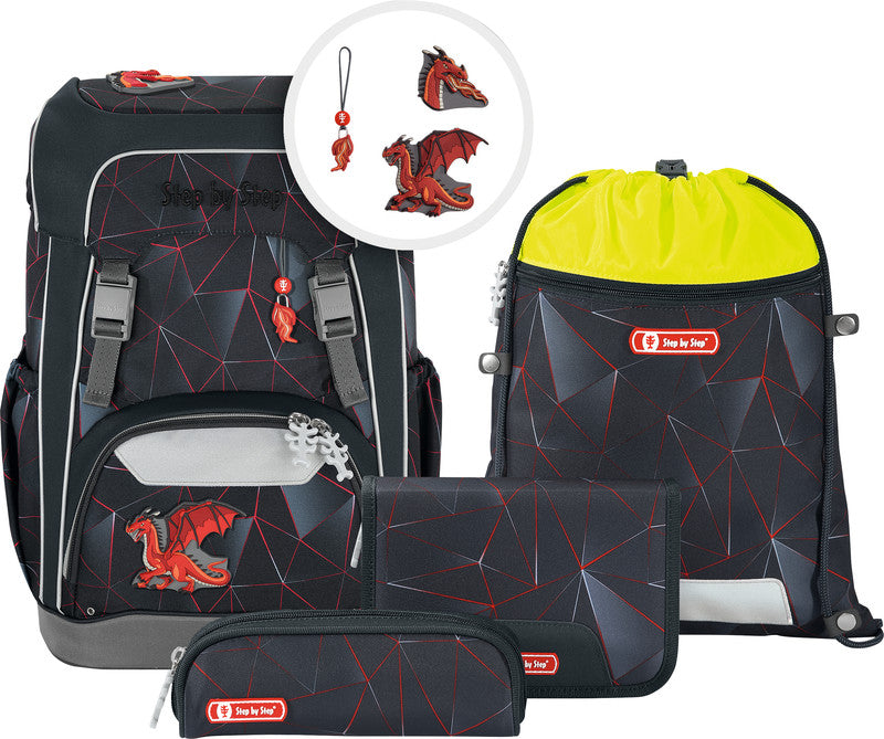 Step by Step Schulrucksack-Set Giant – 5-teilig – Dragon Drako – B 28,0 cm×H 44,0 cm×T 21,0 cm