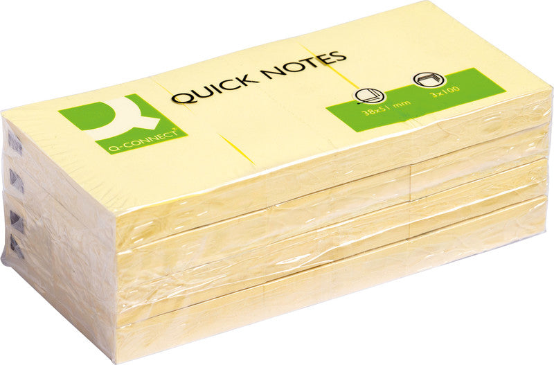 Q-Connect Haftnotizen – 51×38 mm – gelb, 12×100 Blatt
