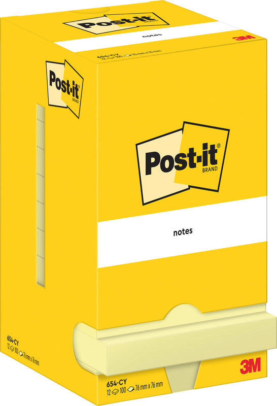 Post-it Haftnotizen – 76×76 mm – Gelb, 12×100 Blatt, PEFC