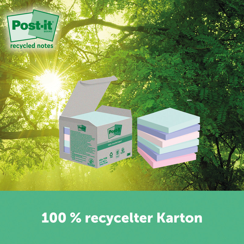 Post-it Haftnotizen – 76×76 mm – sortiert, 6×100 Blatt, PEFC