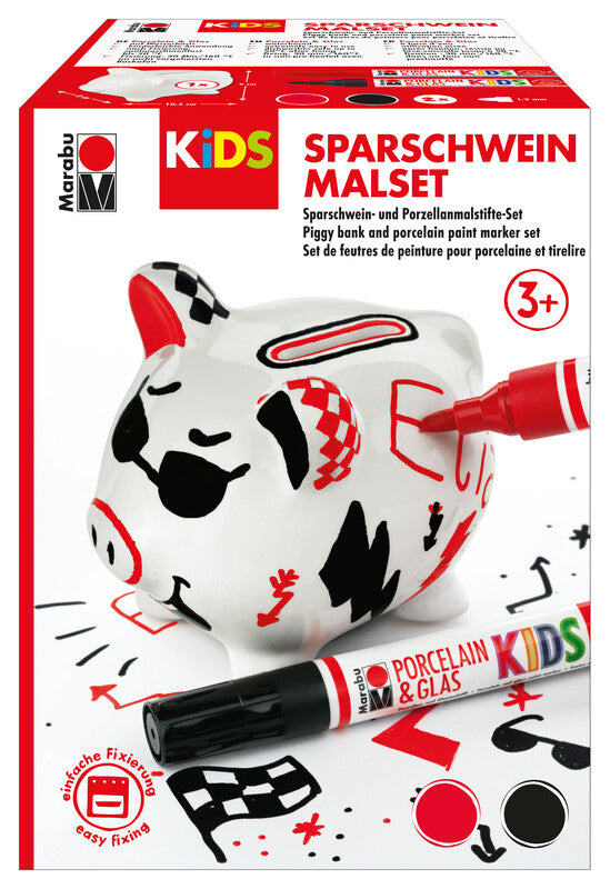 Marabu Paint Marker – Rundspitze 1–3 mm – (rot/schwarz), 2er-Set – für Porzellan und Glas