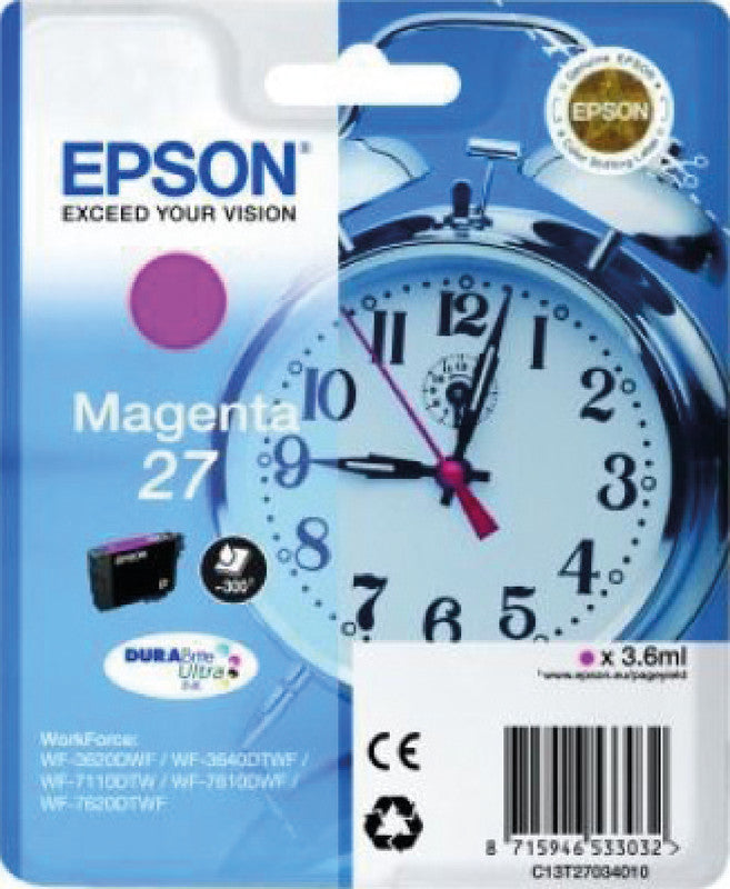 Epson Tintenpatrone 27, Magenta, 3,6 ml – für Tintenstrahldrucker, Multifunktionsgeräte