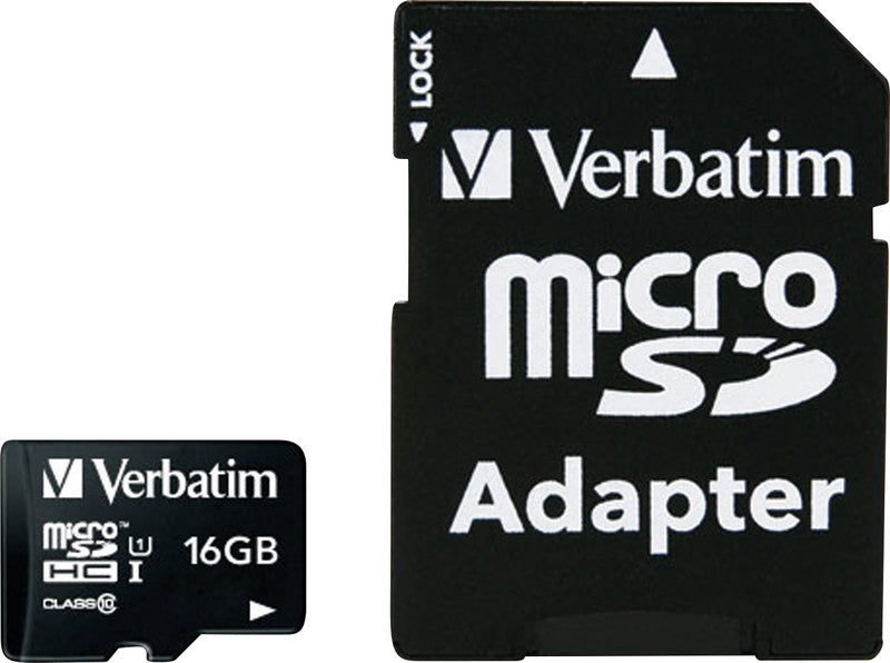 Verbatim Micro-SDHC Speichergerät – 16 GB, Klasse 10, Lesegeschwindigkeit bis zu 45 MB/s, inkl. SD-Adapter
