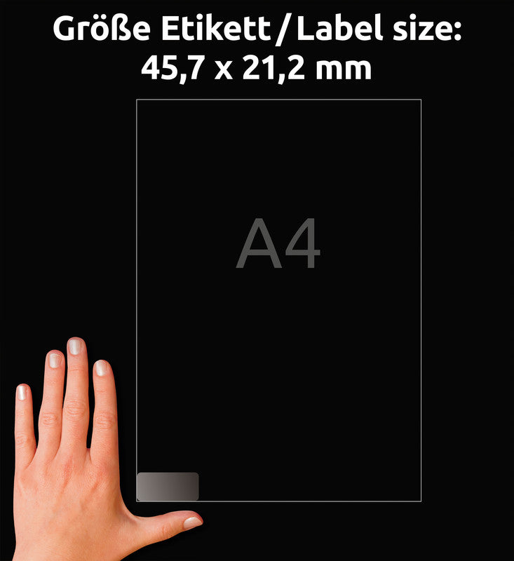 Avery Inkjet-Etiketten, 46 mm × 21 mm, transparent, Folie, permanent, 25 Blatt (1'200 Etiketten)