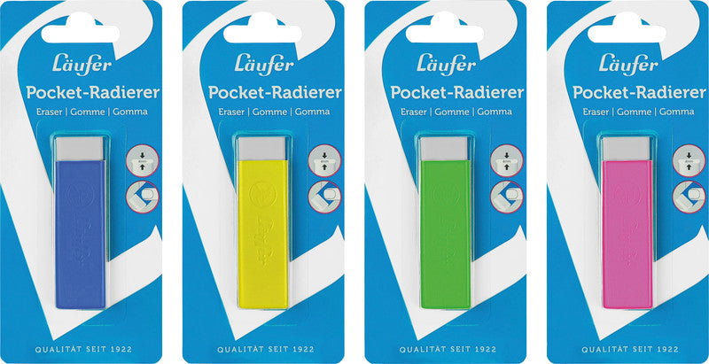 Laufer Radierer – für Bleistift und Farbstifte – 21 × 7 × 21 mm – Kunststoff – gelb