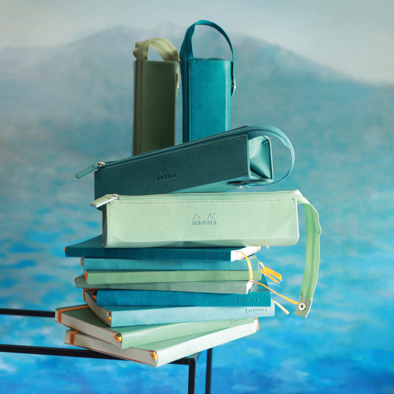 Rhodia Etui Schlamperetui, leer – grün céladon – Kunstleder – 23 × 5 × 5 cm