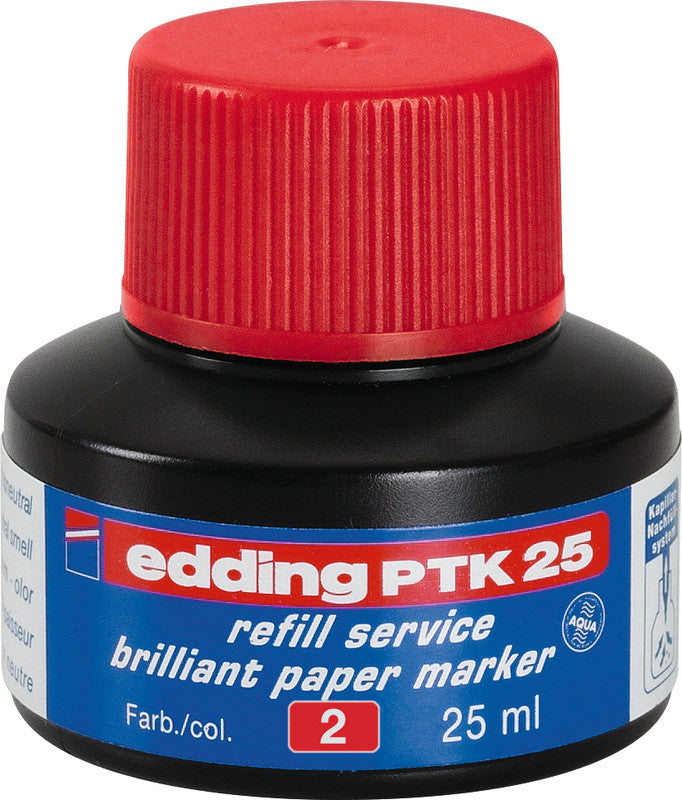 Edding Nachfülltinte für Edding Permanent-Marker 30 und 33 – Rot, 25 ml