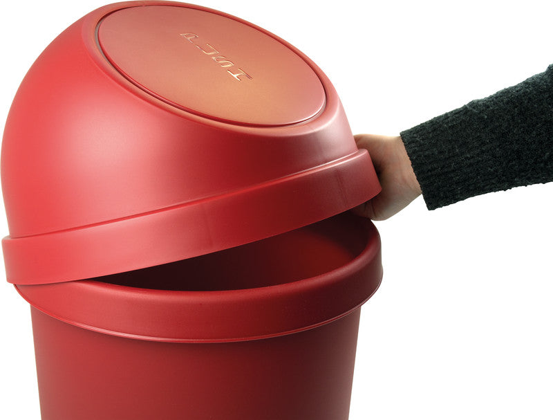 Helit Papierkorb the flip – 25 l – Kunststoff, rot – Ø 312 × H 615 mm