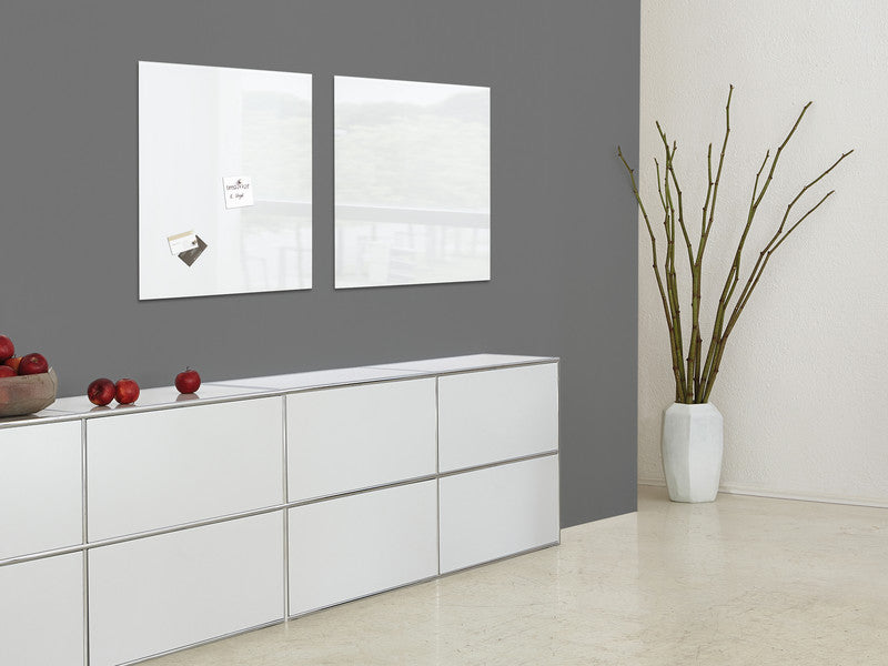 Sigel Whiteboard – 48 × 48 cm, Glas, magnetisch, Wandmontage, inkl. Magnete, Montagesatz