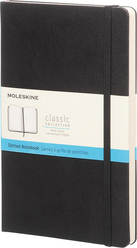 Moleskine Notizbuch, 130 × 210 mm, punktkariert, Leimbindung, Hardcover, 240 Seiten, 70 g/m² – schwarz