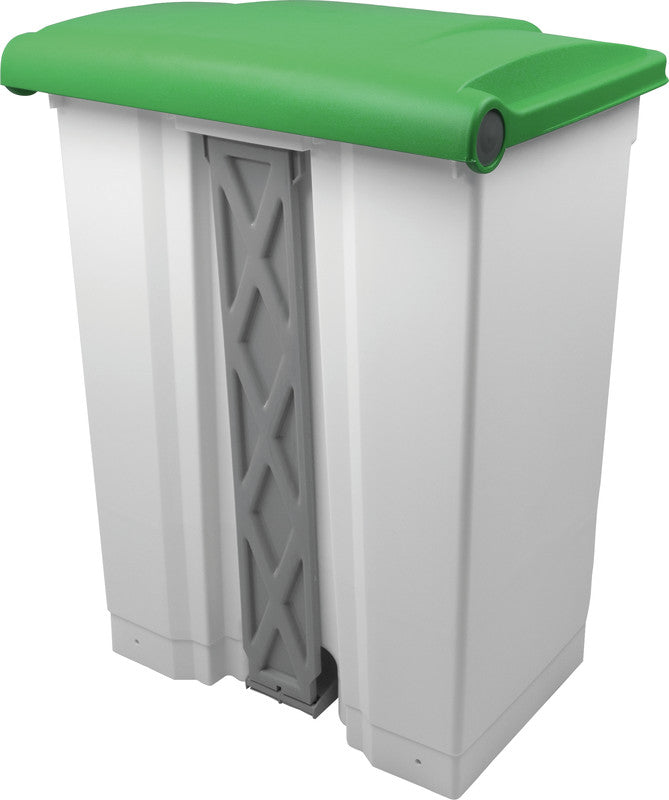 Helit Abfallcontainer – 70 l – mit Deckel – Kunststoff, weiss – B × H × T 500 × 680 × 410 mm