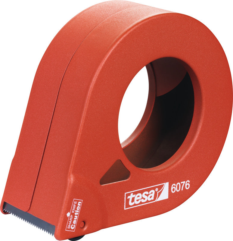 tesa Verpackungsbandabroller – für Rollenbreite bis 50 mm, für Bandlänge bis 66 m, mit Bremse, Metallmesser