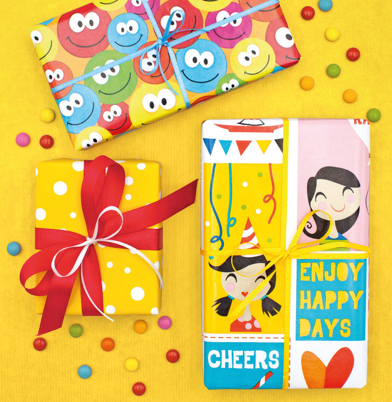Braun + Company Geschenkpapier – Just Smileys – gestrichenes Papier – 700 × 2000 mm