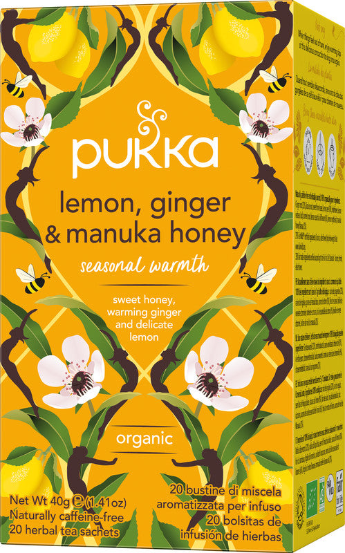 Pukka Zitrone, Ingwer & Manuka Honig – Teebeutel, Bio-Kräutertee – 20 Beutel