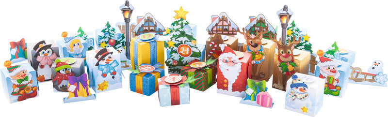 Folia Adventskalender-Set Winterlandschaft – 25-teilig – 50 × 40 × 60 mm, 60 × 60 × 50 mm, 60 × 80 × 50 mm