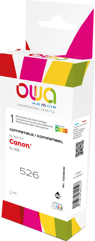 Owa Tintenpatrone CLI-526BK, schwarz, 10 ml, kompatibel – für Canon