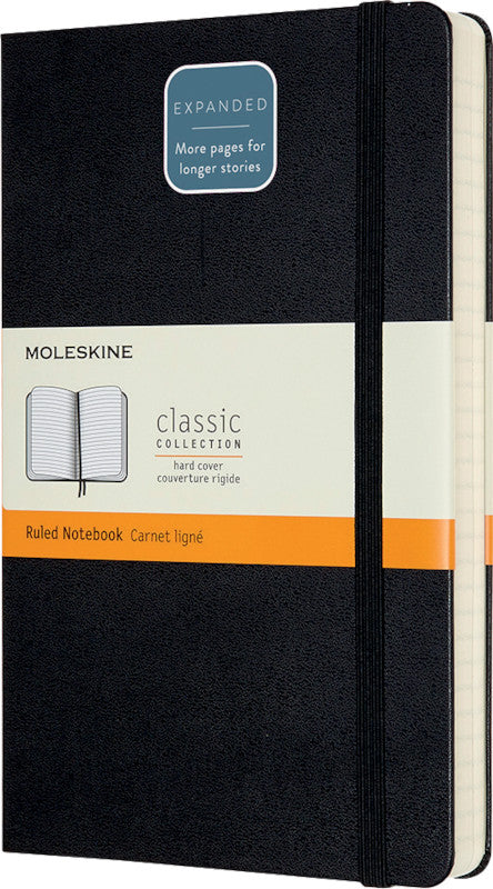 Moleskine Notizbuch Classic Collection, 130 × 210 mm, liniert, Leimbindung, Hardcover, 400 Seiten – schwarz