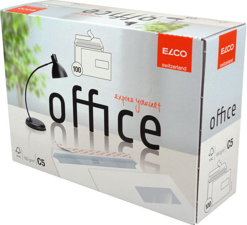 Elco Couvert C5, Fenster rechts, Haftklebung, hochweiss, 100 g/m², mit Innendruck – 100 Stk.