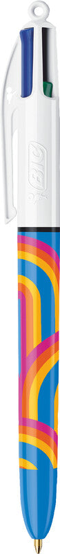 BIC 4 Farben Multifunktions-Kugelschreiber – 4 Farben (Schwarz, Blau, Rot, Grün), Schiebe, nachfüllbar